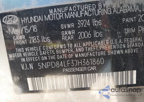 2018 Hyundai Elantra Sel from USA, damaged, VIN 5NPD84LF3JH361860